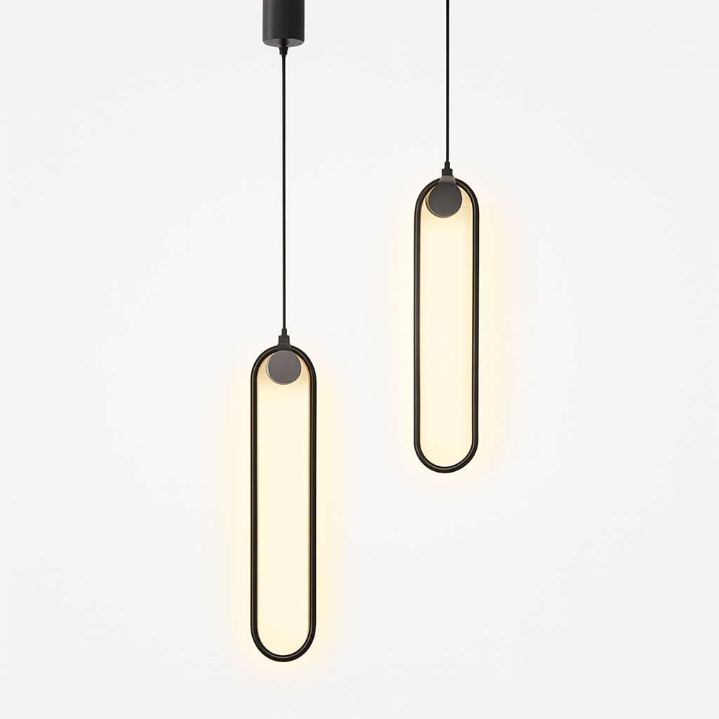 Suspension design moderne LED en anneau allongé noir ou doré Hang - vue 5 sur 6