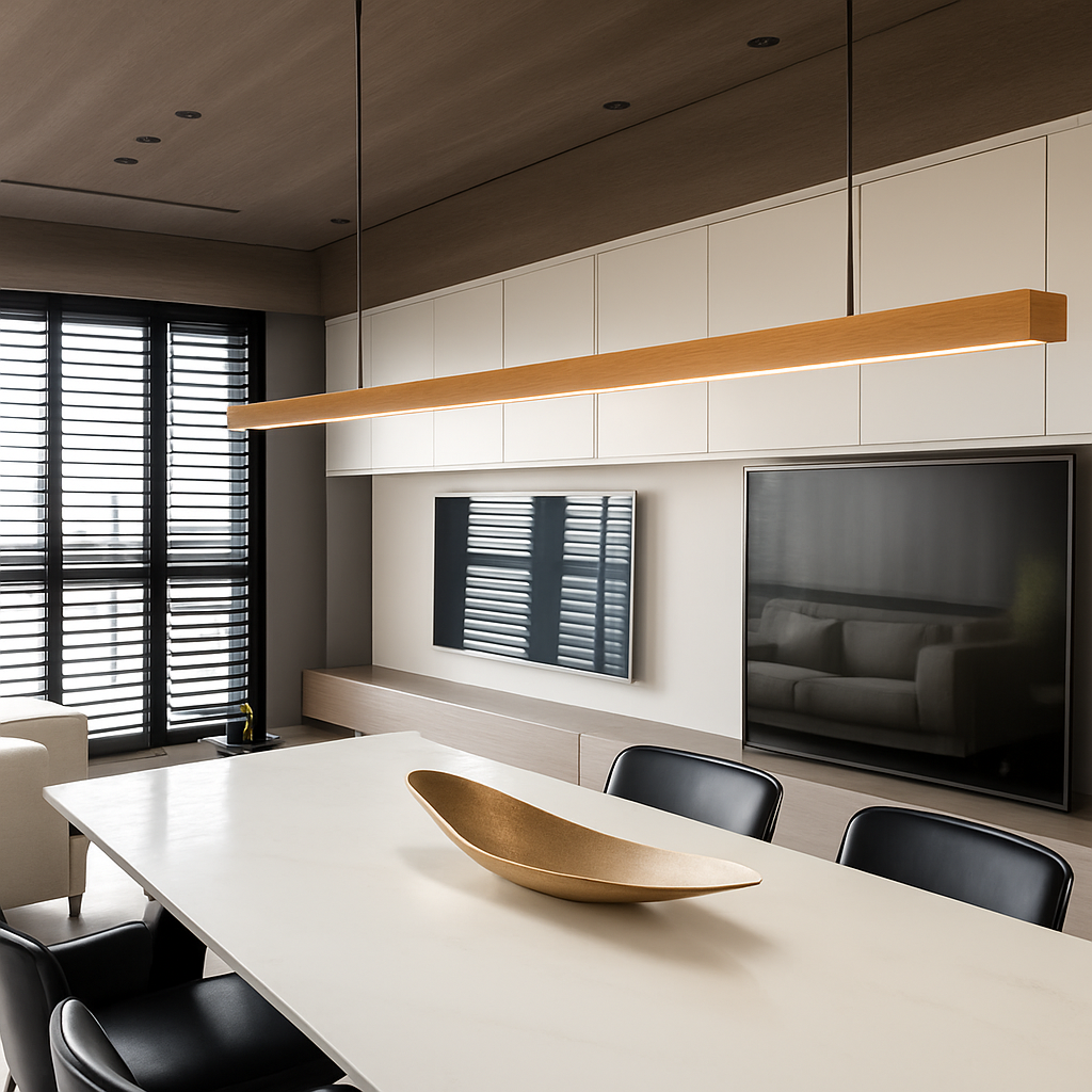 Suspension design moderne LED en bois allongé Hang - vue 5 sur 8