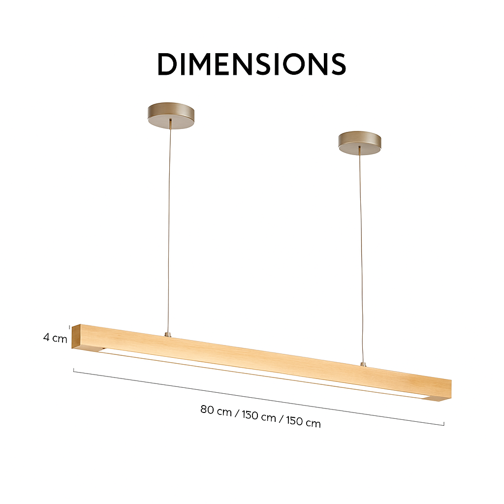 Suspension design moderne LED en bois allongé Hang - vue 8 sur 8
