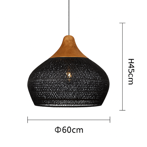 Suspension design Vintage en rotin fait à la main - vue 21 sur 26