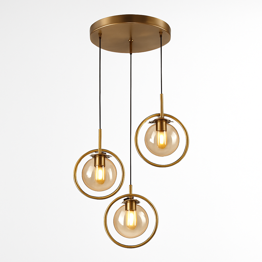 Suspension dorée à LED design boule en verre fumé - vue 11 sur 12