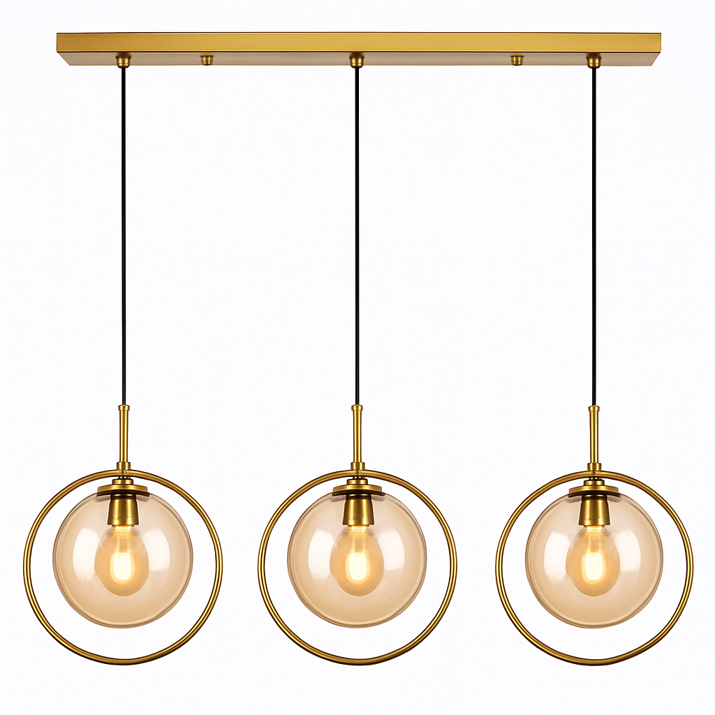 Suspension dorée à LED design boule en verre fumé - vue 6 sur 12