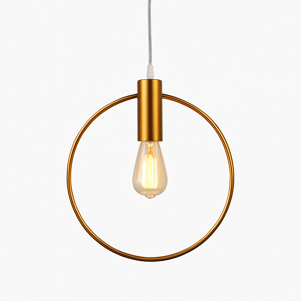 Suspension dorée à LED en forme de rond - vue 8 sur 7