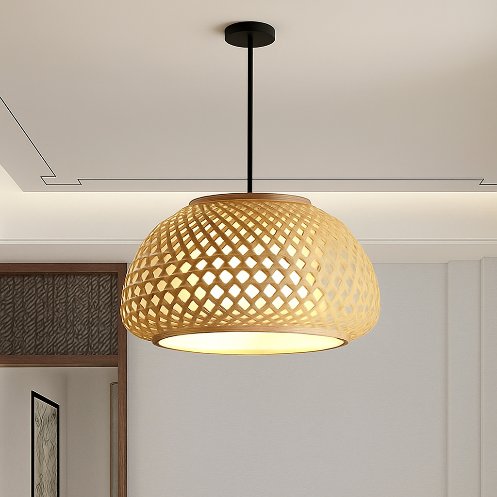 suspension en bambou style chinois vintage tissée à la main
