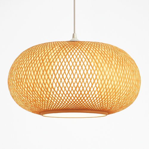 Suspension en rotin LED avec abat-jour arrondi - vue 6 sur 9