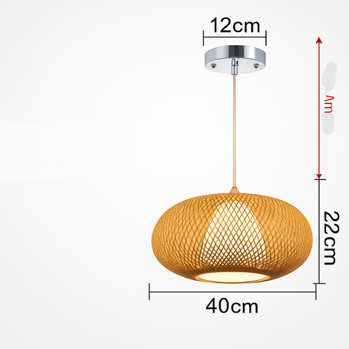 Suspension en rotin LED avec abat-jour arrondi - vue 8 sur 9