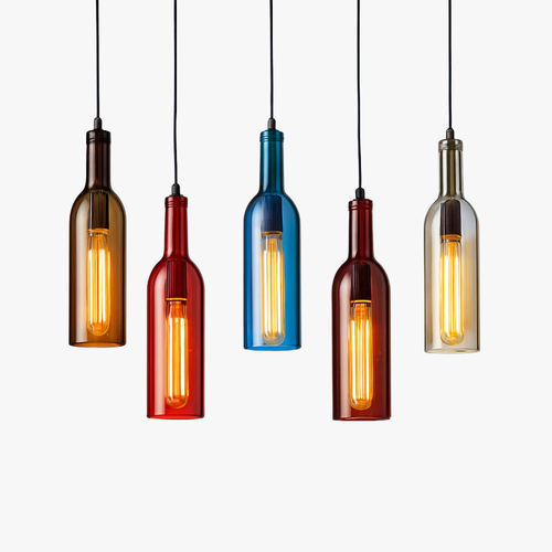 suspension en verre design pour bouteille de vin moderne