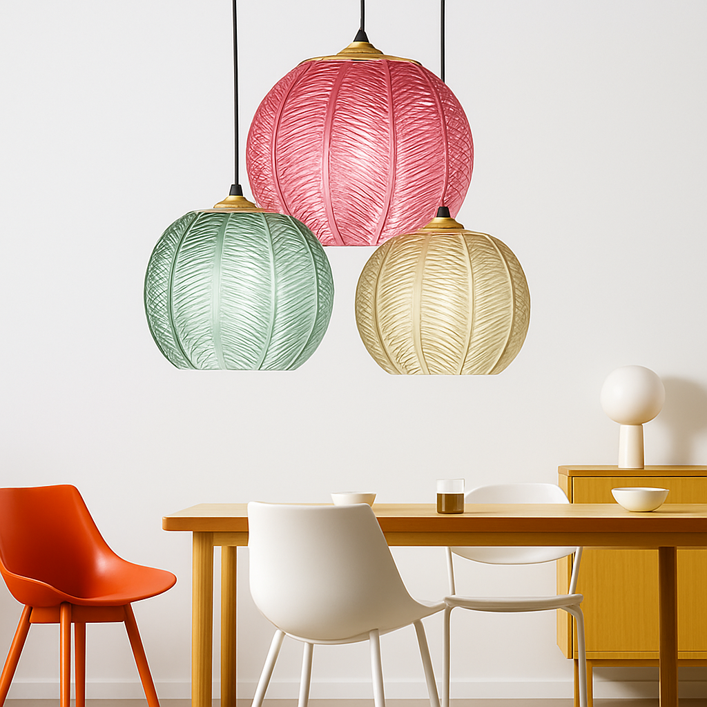 Suspension en verre moderne à motif de feuilles vertes - vue 4 sur 18