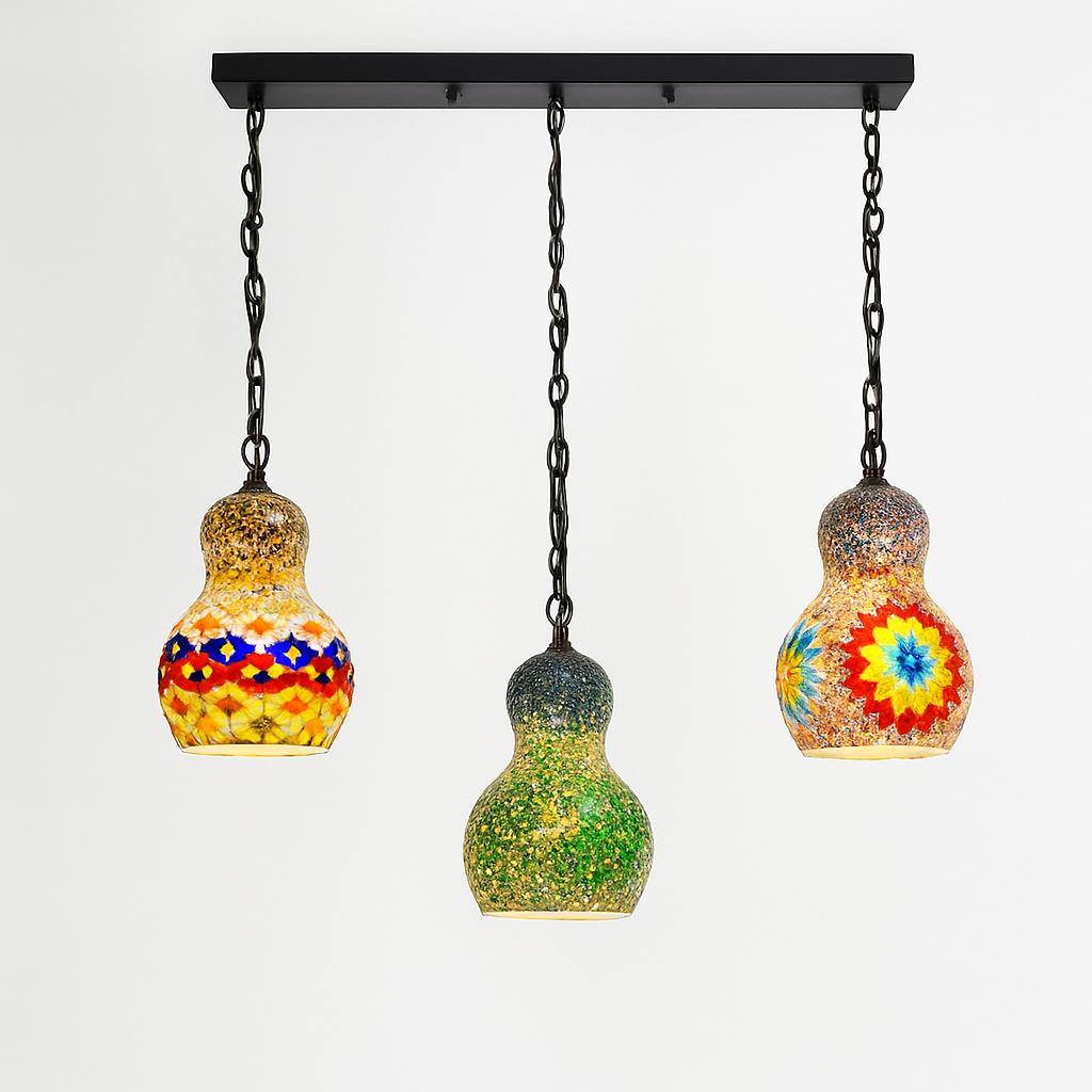 suspension en verre mosaïque bonhomme de neige artisanale asiatique boho - vue 5 sur 13