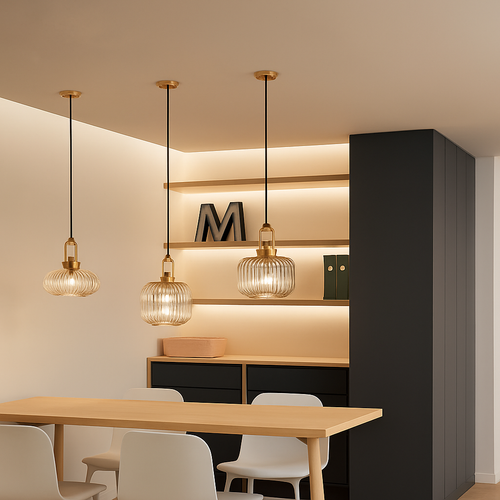 suspension en verre style citrouille pour décoration moderne - vue 4 sur 14