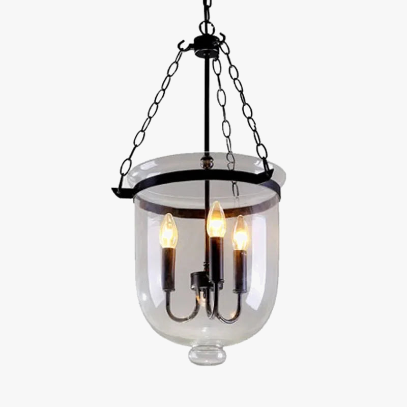 Suspension en verre transparent de couleur noir/rouille