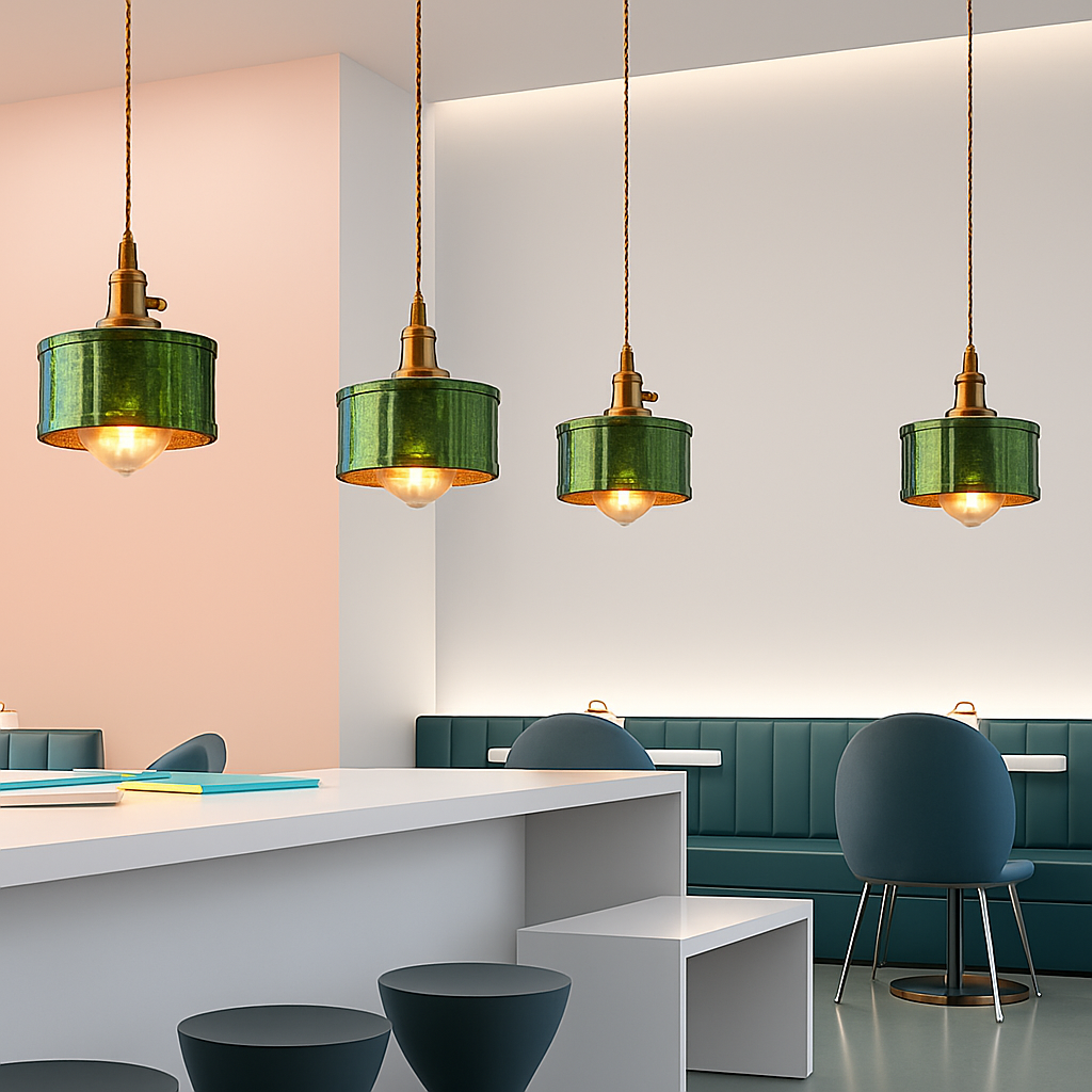 Suspension en verre vert scandinave - vue 7 sur 30