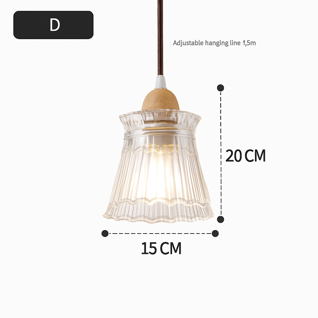 suspension japonaise moderne en bois et verre luminaire design - vue 4 sur 24