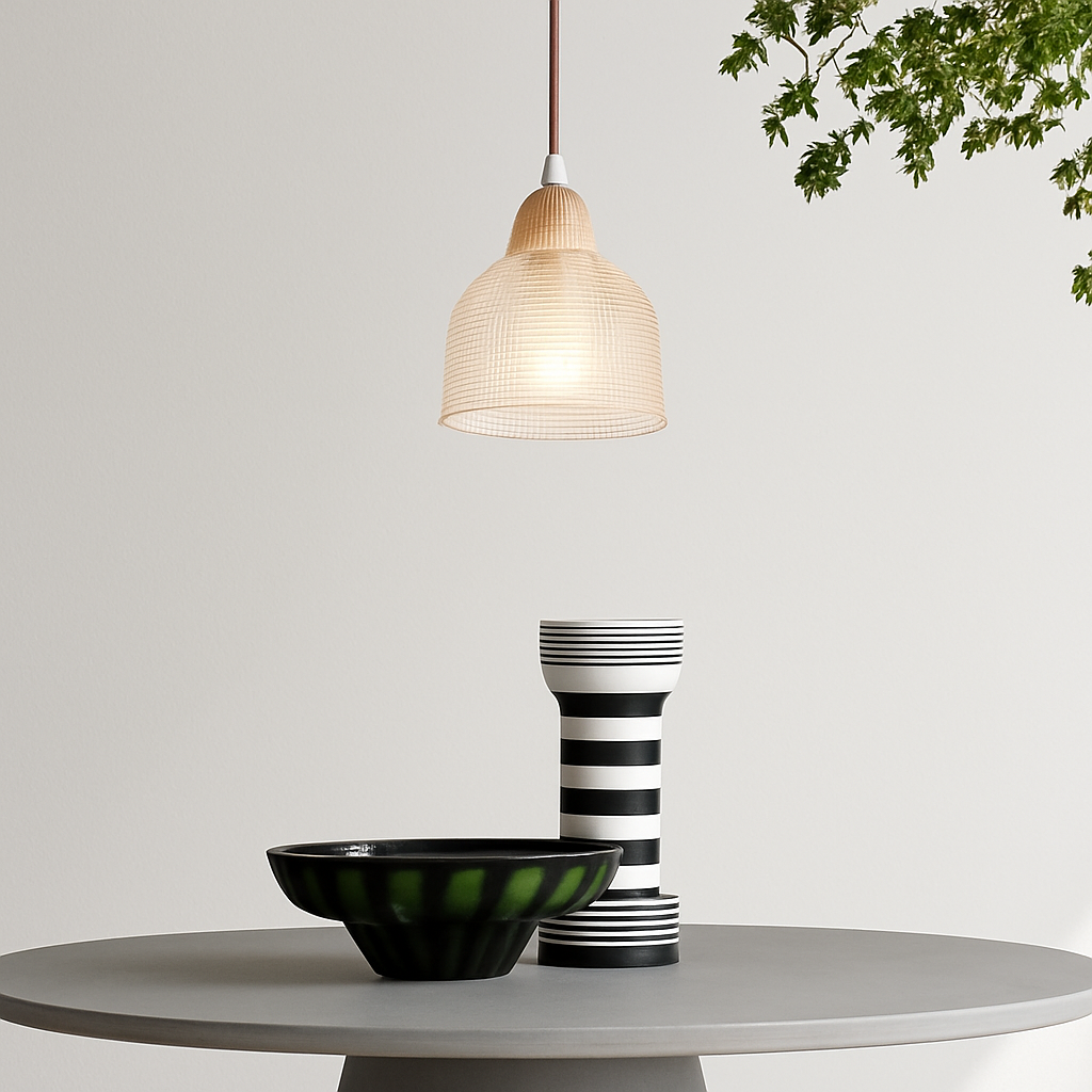 suspension japonaise moderne en bois et verre luminaire design - vue 6 sur 24