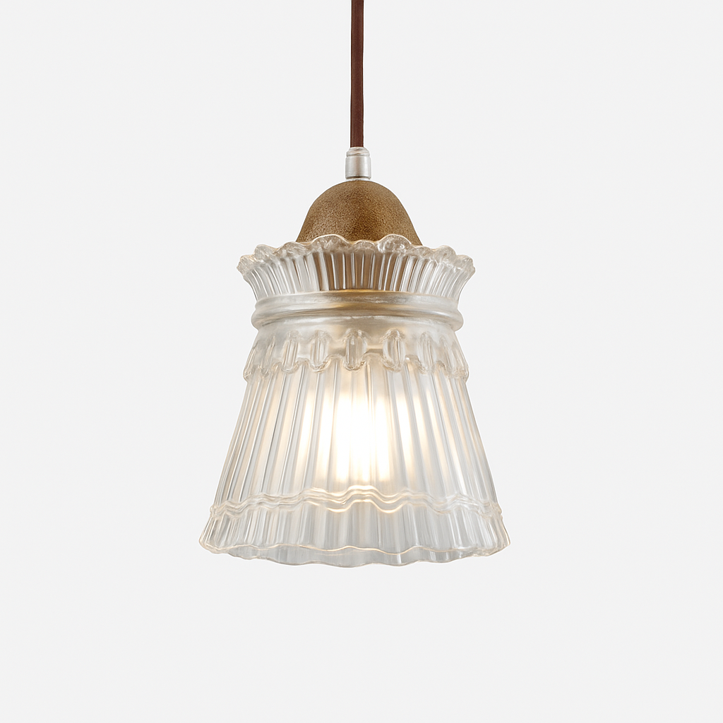 suspension japonaise moderne en bois et verre luminaire design - vue 2 sur 24