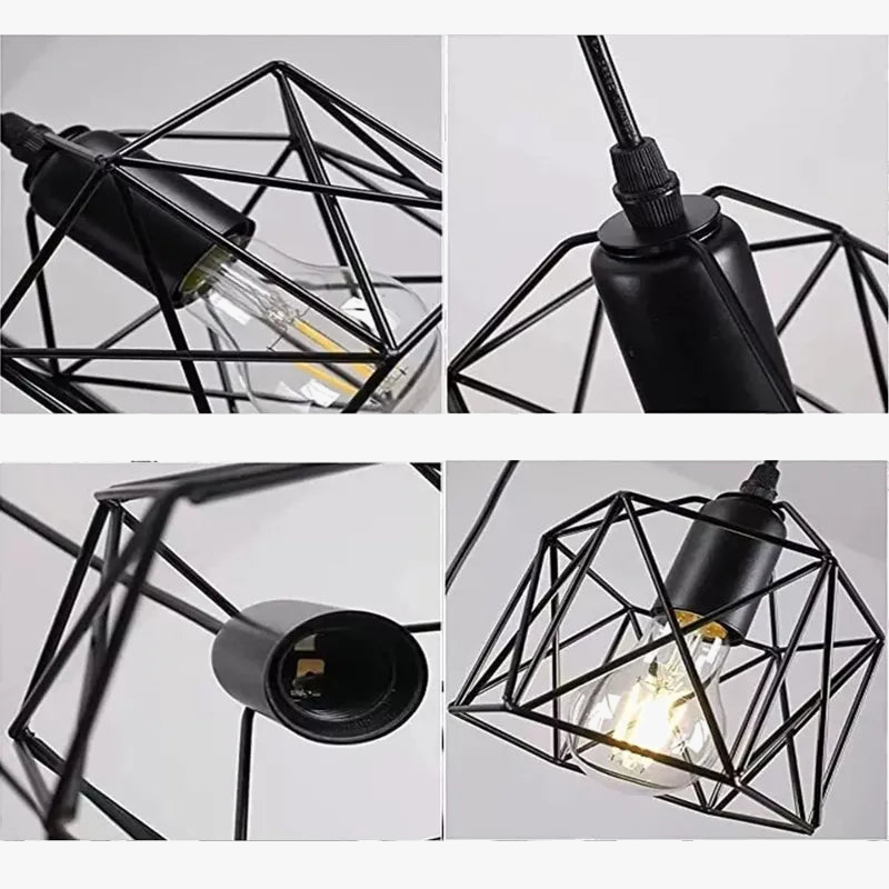 Suspension lampes suspendues Vintage pour plafonnier Cage en métal nordique Led lustre lampe suspendue pour îlot de cuisine