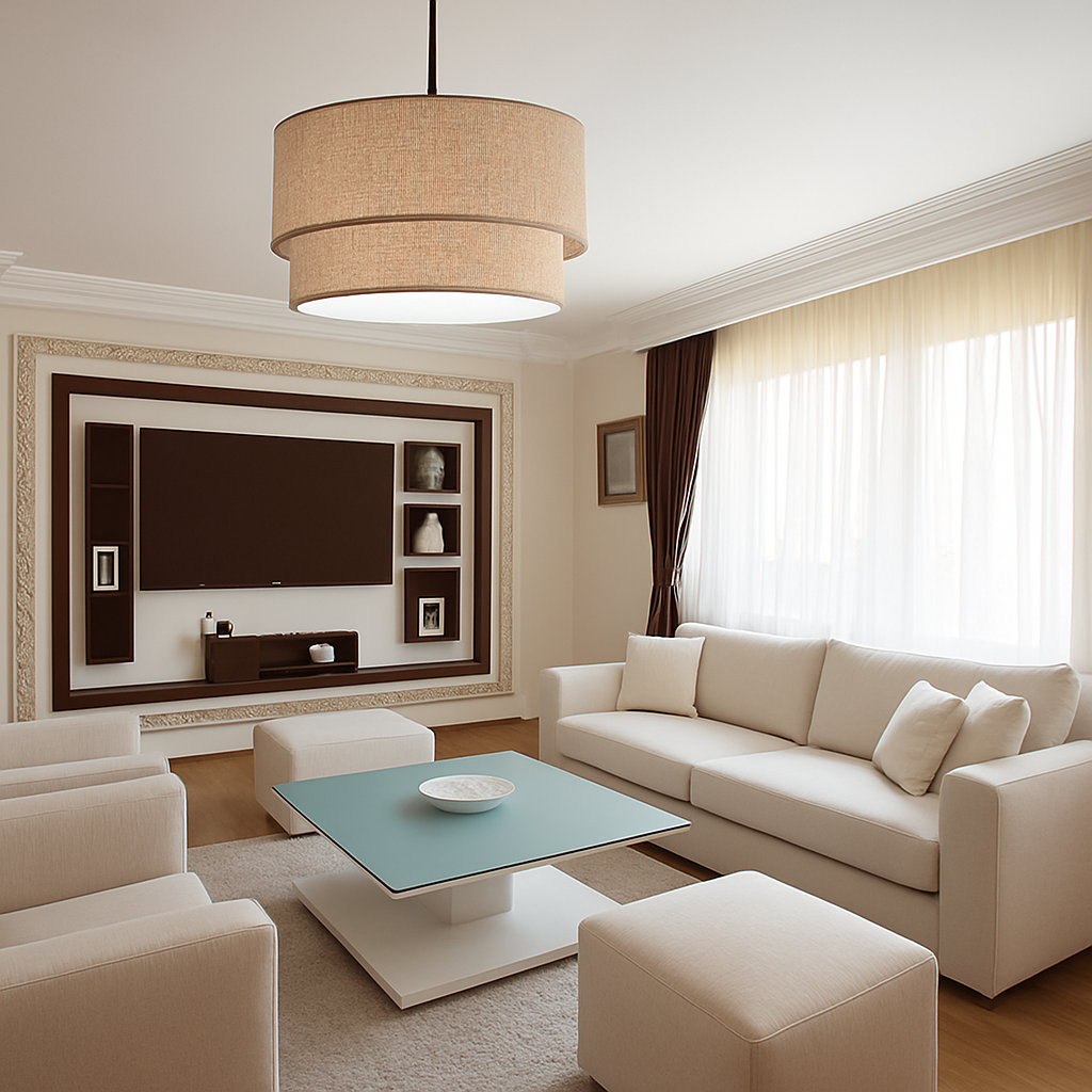 Suspension LED cylindrique en tissu Foyer - vue 4 sur 7