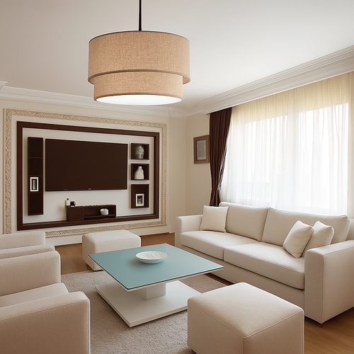 Suspension LED cylindrique en tissu Foyer