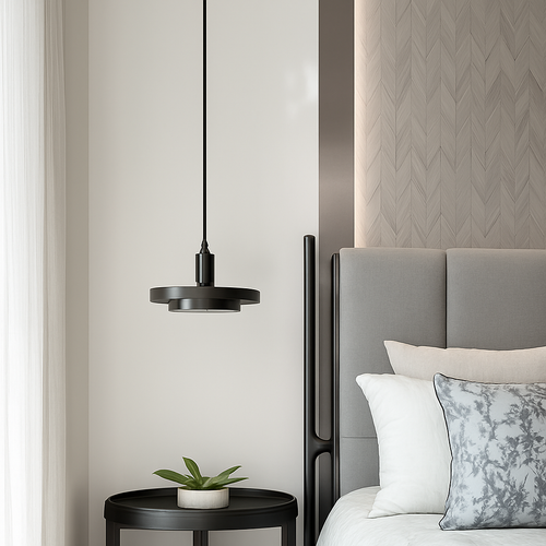 suspension LED design nordique en fer et marbre pour intérieur