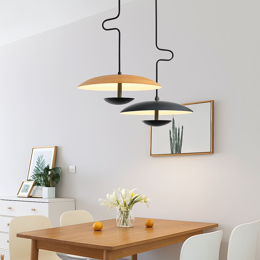 suspension led design nordique grain de bois luminaire suspendu décoratif - vue 4 sur 7