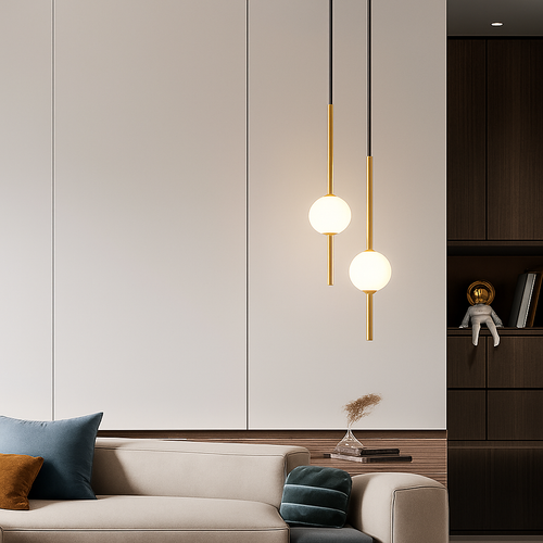 suspension LED en laiton design moderne avec cordon réglable en verre de cristal - vue 3 sur 17