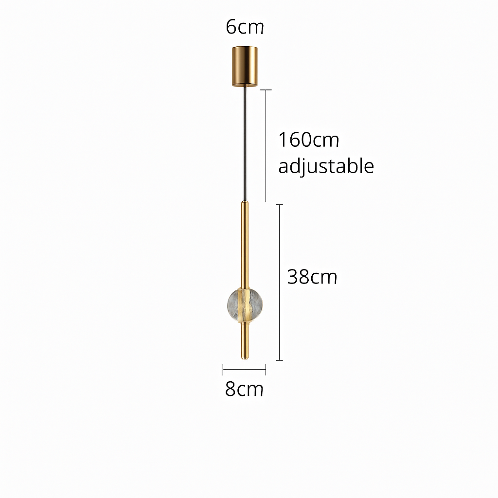 suspension LED en laiton design moderne avec cordon réglable en verre de cristal - vue 13 sur 17