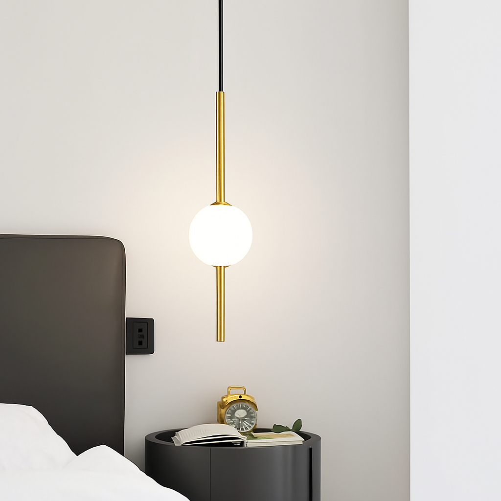 suspension LED en laiton design moderne avec cordon réglable en verre de cristal - vue 5 sur 17
