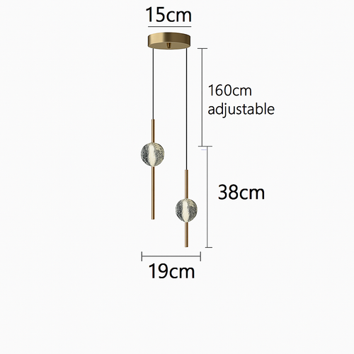 suspension LED en laiton design moderne avec cordon réglable en verre de cristal - vue 9 sur 17