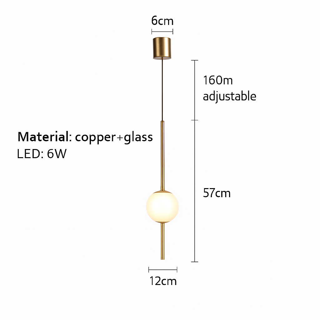 suspension LED en laiton design moderne avec cordon réglable en verre de cristal - vue 10 sur 17