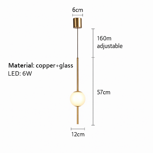 suspension LED en laiton design moderne avec cordon réglable en verre de cristal - vue 11 sur 17