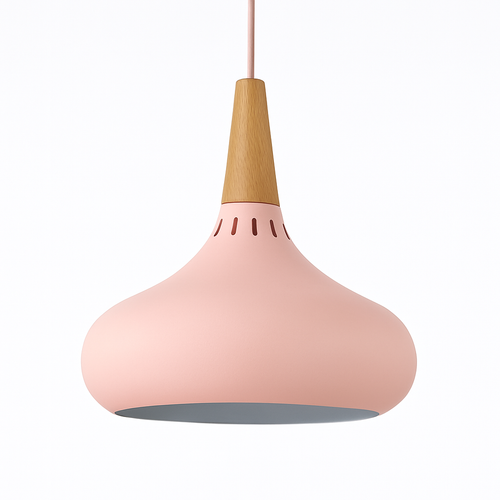 Suspension LED en métal et tige en bois Loft