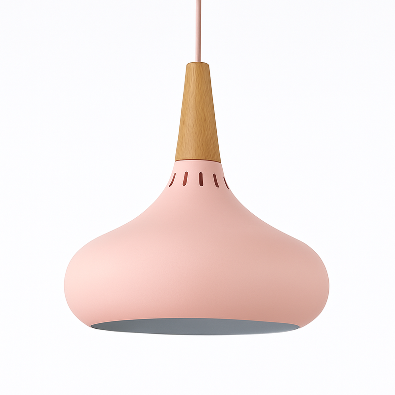 Suspension LED en métal et tige en bois Loft