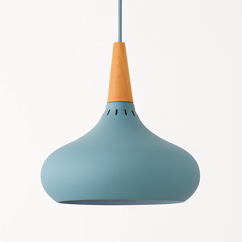 Suspension LED en métal et tige en bois Loft - vue 6 sur 13