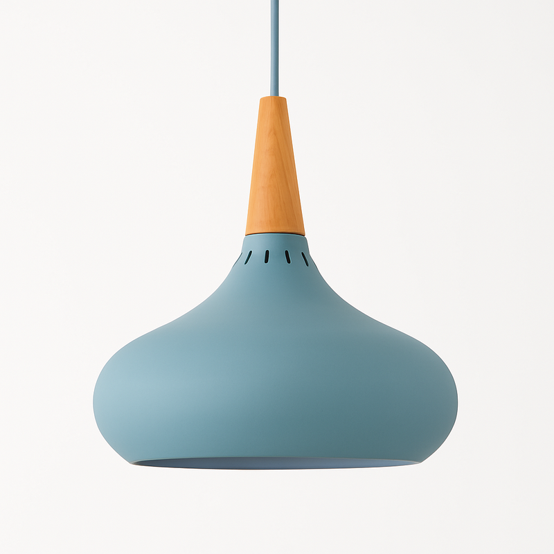 Suspension LED en métal et tige en bois Loft