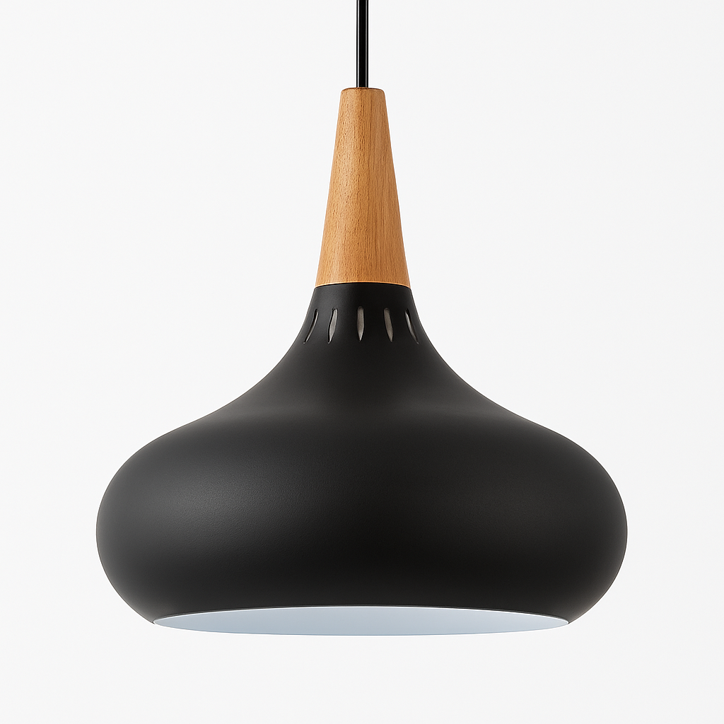 Suspension LED en métal et tige en bois Loft - vue 8 sur 13