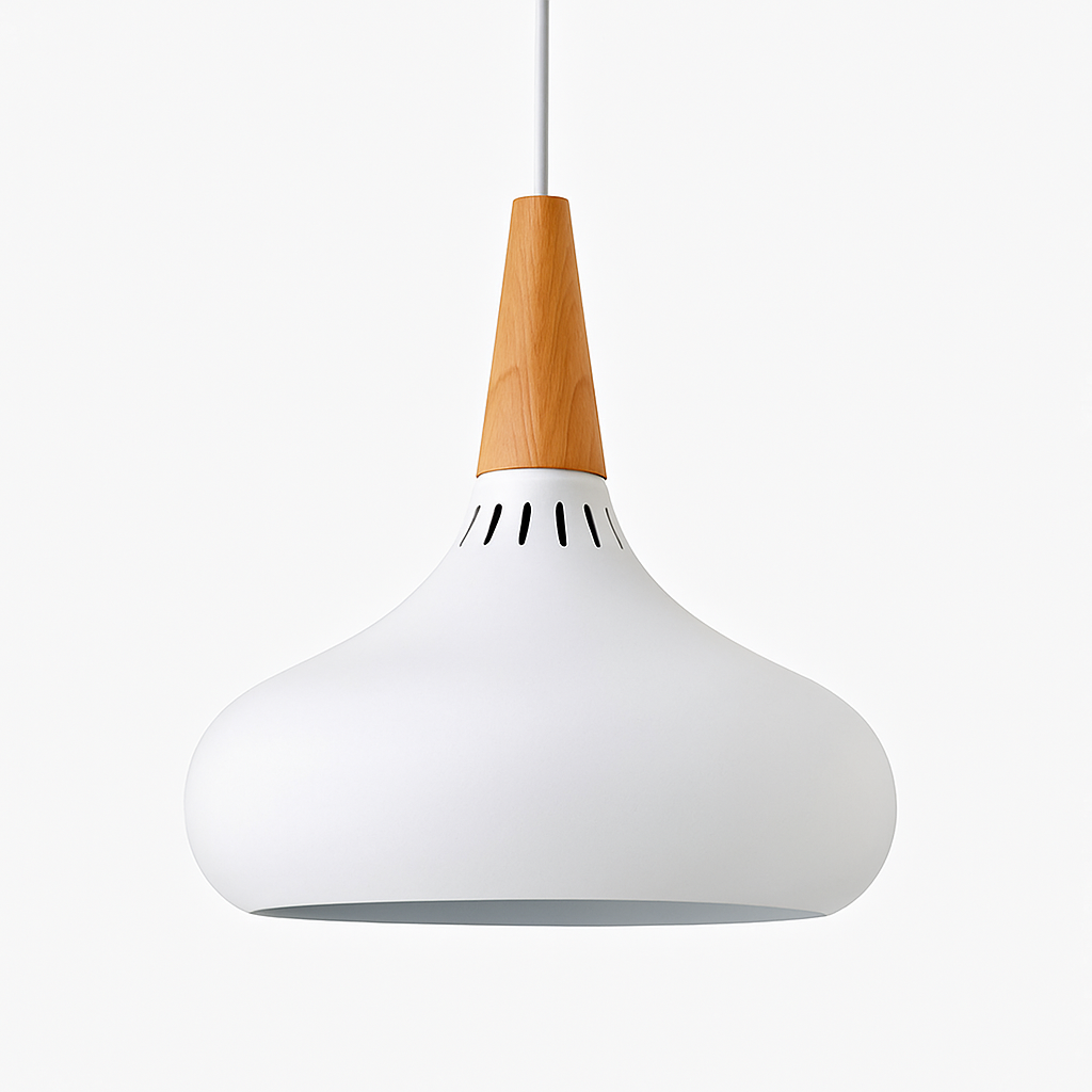 Suspension LED en métal et tige en bois Loft - vue 9 sur 13
