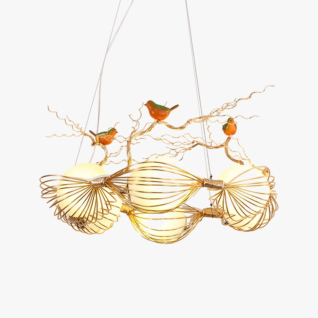 suspension led en verre nid d'oiseau vintage cottagecore décoratif