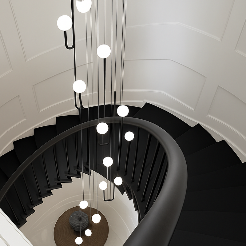 Suspension LED escalier colimaçon plafond lustre moderne luxe