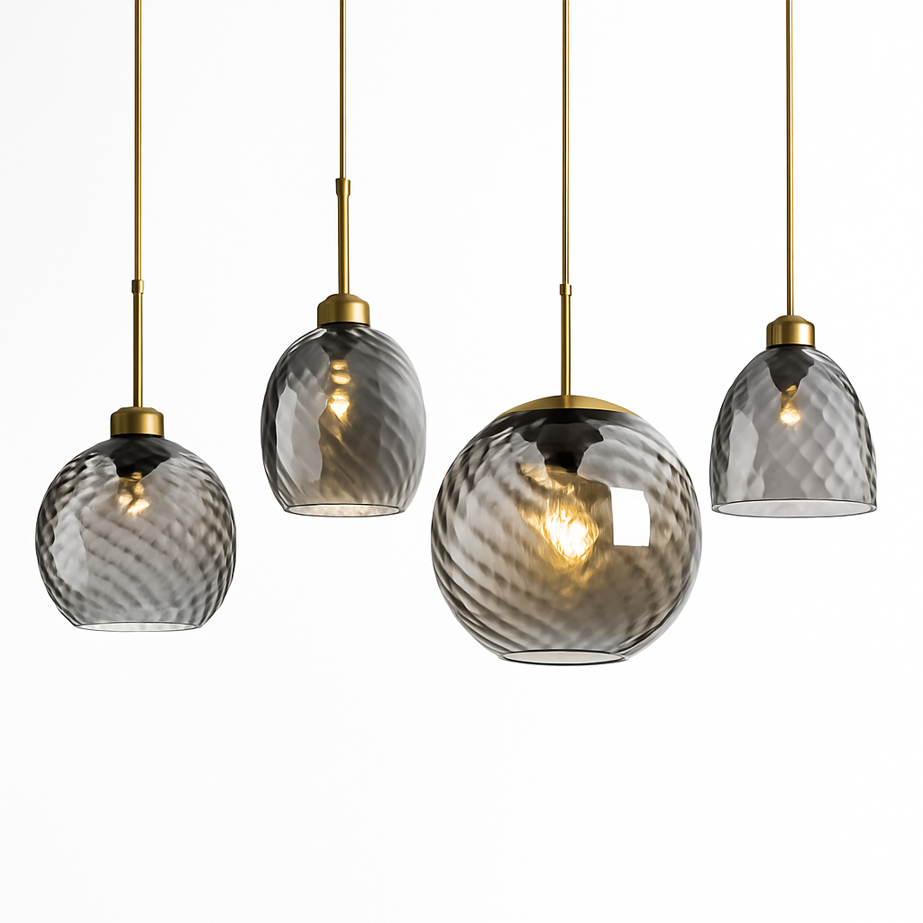 suspension led modernes en verre grain d'eau pour décoration intérieure - vue 2 sur 14