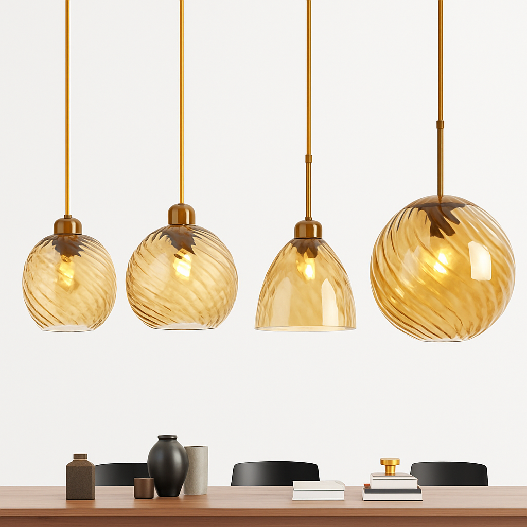 suspension led modernes en verre grain d'eau pour décoration intérieure - vue 3 sur 14