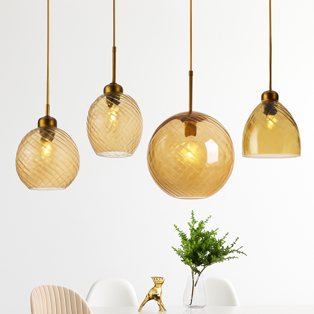 suspension led modernes en verre grain d'eau pour décoration intérieure - vue 5 sur 14