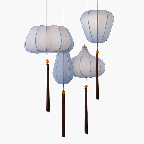 Suspension LED style chinois en tissu