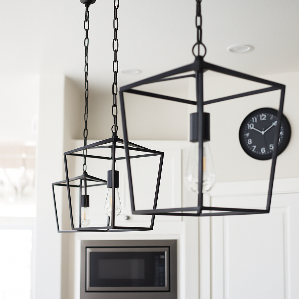 Suspension LED Vintage Loft Lanterne Suspension Hauteur Réglable Luminaire En Fer Pour Restaurant Cuisine Lumières Noires - vue 5 sur 7