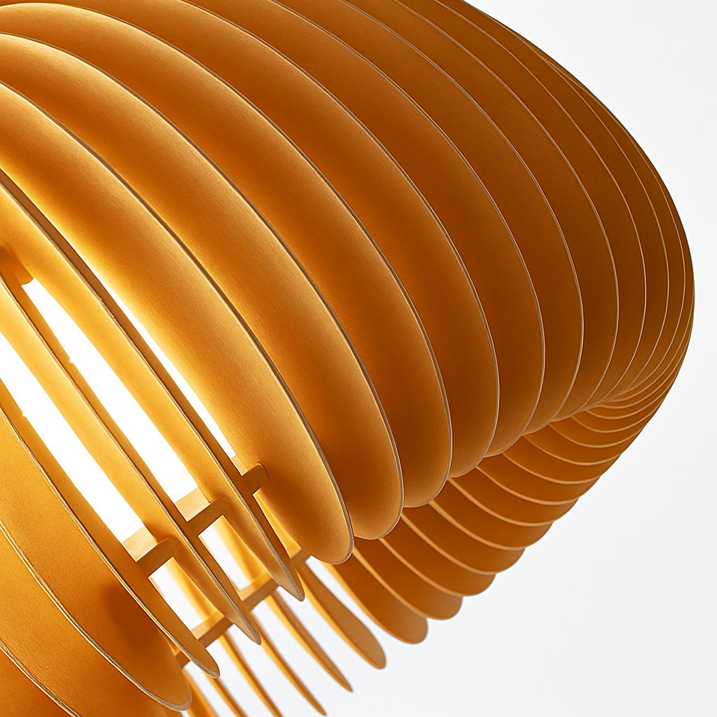 suspension lustre citrouille en bois naturel nordique éclairage - vue 6 sur 15