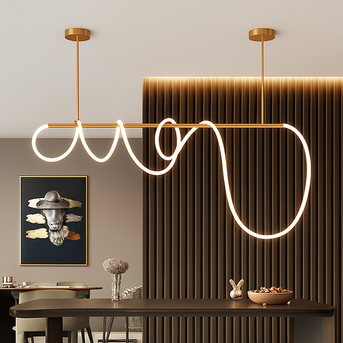 suspension moderne design long tube lumineux flexible pour espace contemporain