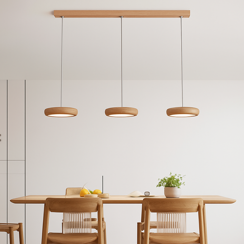 suspension moderne en bois à trois têtes minimaliste