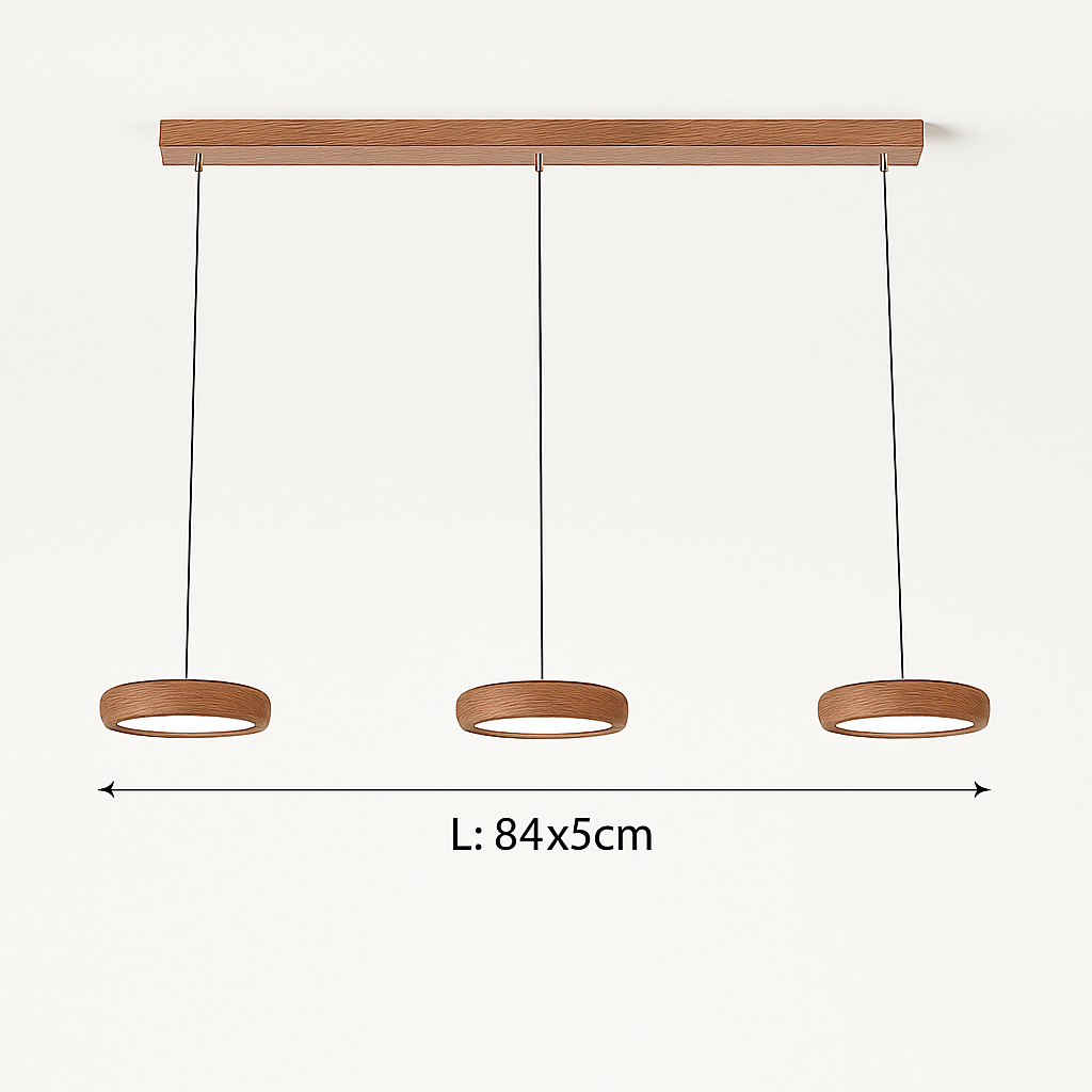 suspension moderne en bois à trois têtes minimaliste - vue 12 sur 12