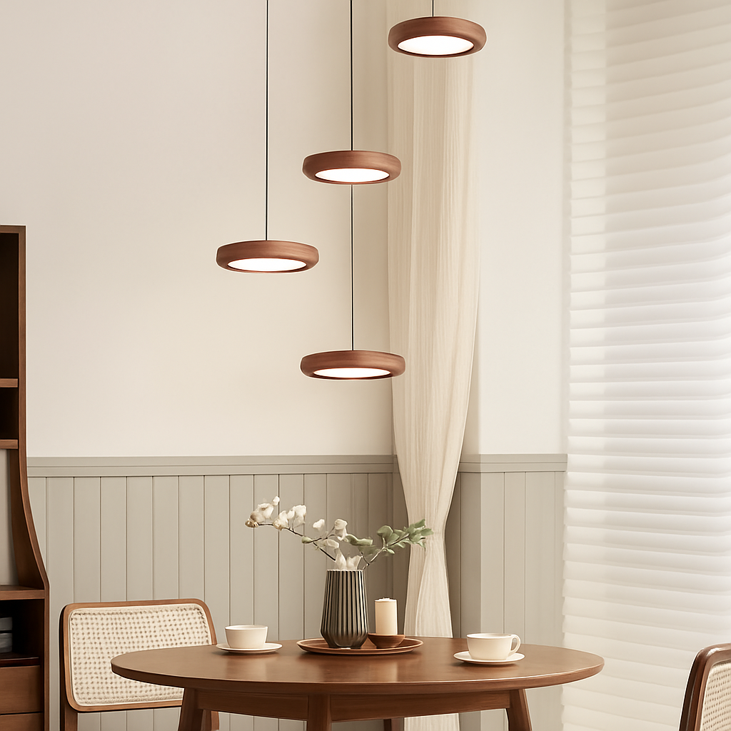 suspension moderne en bois à trois têtes minimaliste - vue 3 sur 12