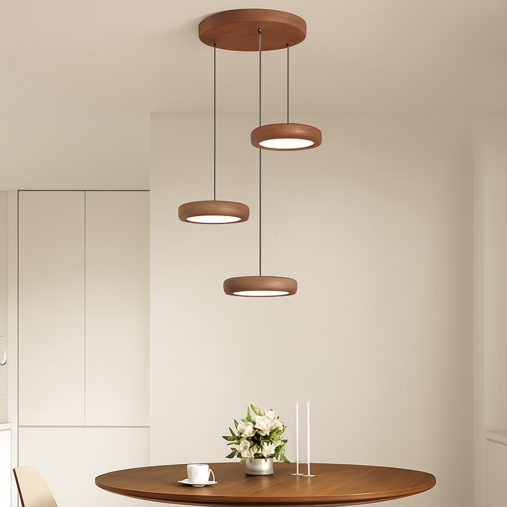 suspension moderne en bois à trois têtes minimaliste - vue 4 sur 12