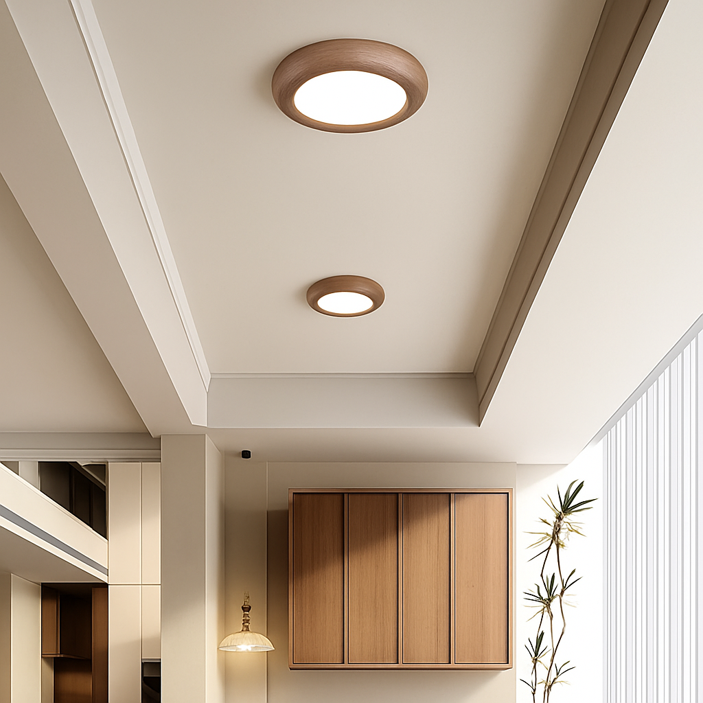 suspension moderne en bois à trois têtes minimaliste - vue 6 sur 12